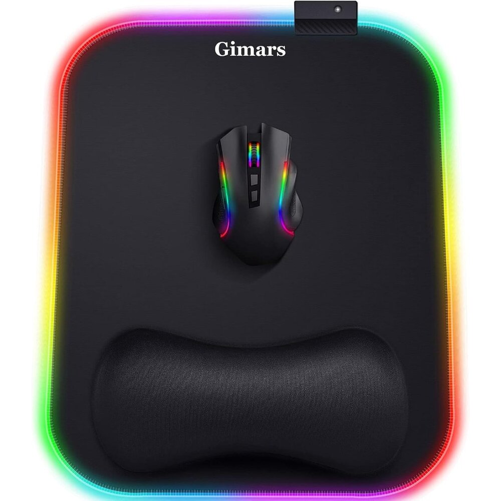 RGB Mouse Pad with Wrist Rest Support, 12 x 10 in Extra Large Ergonomic Gaming M